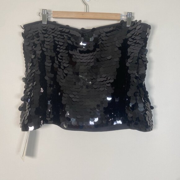 NWT Abercrombie & Fitch Scarlett Sequin Mini Skort Skirt Black Sequined XL Party - Picture 3 of 11